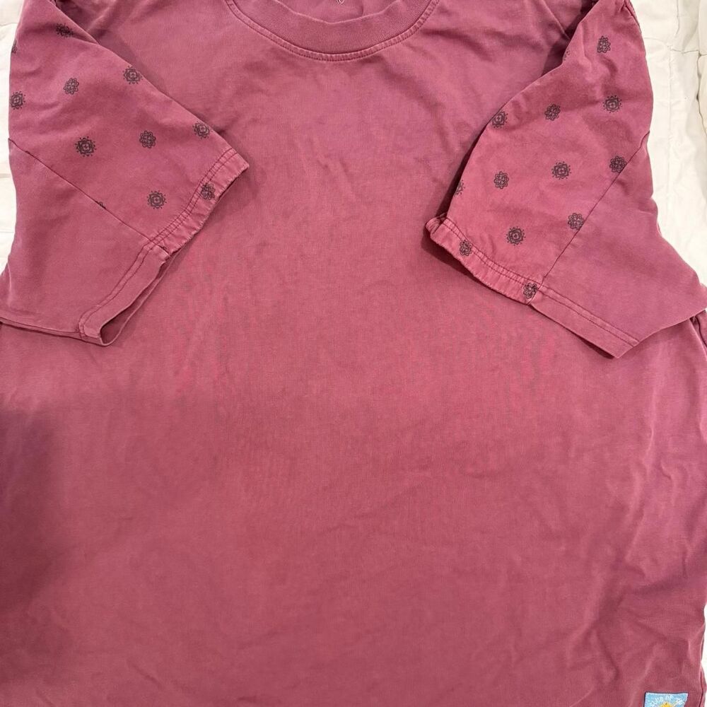 Burgundy Means 100% Heavy Weight Short Sleeve T-Shirt with Black Pattern, Size X